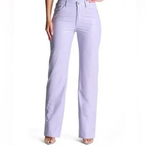 Naked Wardrobe Lavender Purple Croc Straight Leg Faux Leather Pants Large